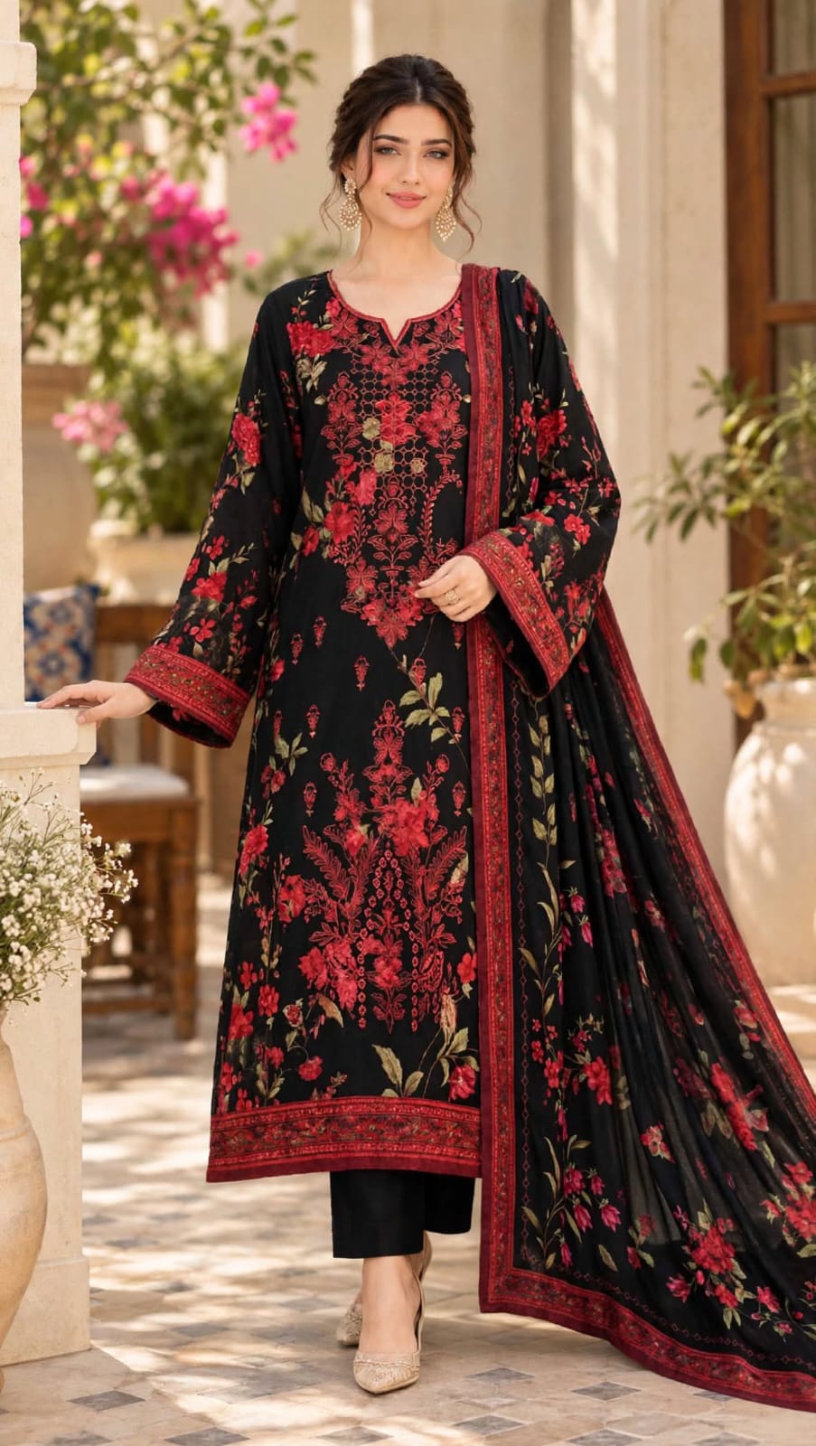 Emroz Dhanak Embroidered 3-Piece Suit