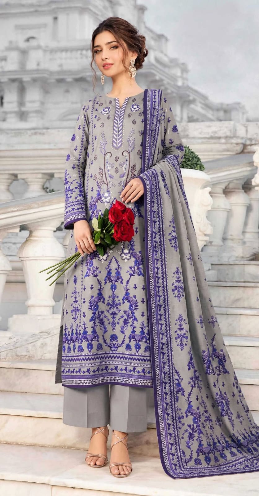 Emroz Digital Doria Linen Embroidered 3-Piece