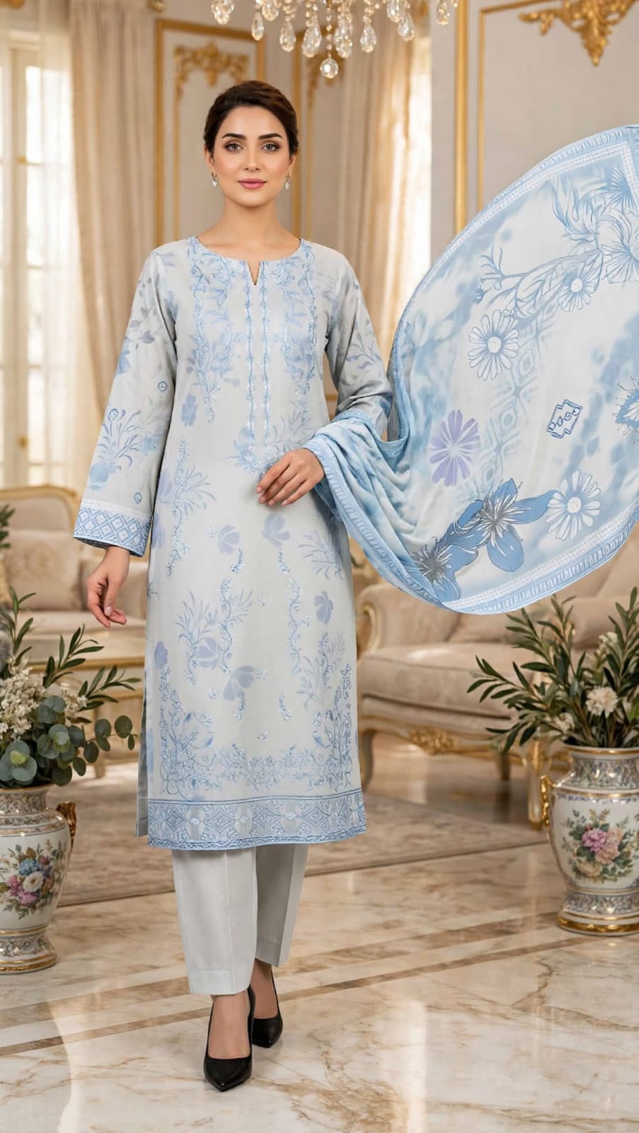 Emroz Slub Lawn Embroidered 3-Piece