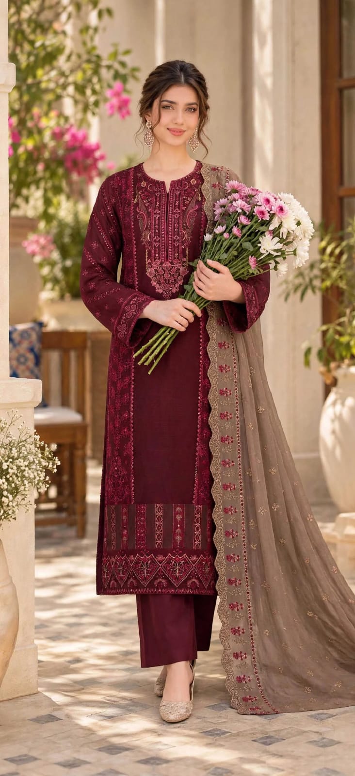 Emroz Doria Viscose Embroidered 3-Piece