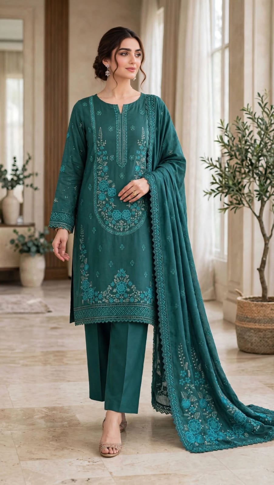 Emroz Dhanak Chamki Embroidered 3-Piece