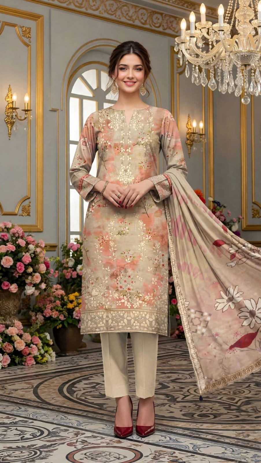 Emroz Slub Lawn Embroidered 3-Piece