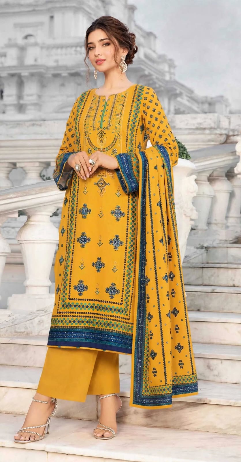 Emroz Digital Doria Linen Embroidered 3-Piece
