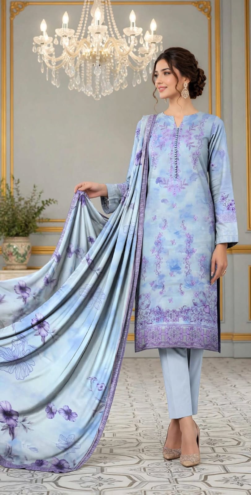 Emroz Slub Lawn Embroidered 3-Piece