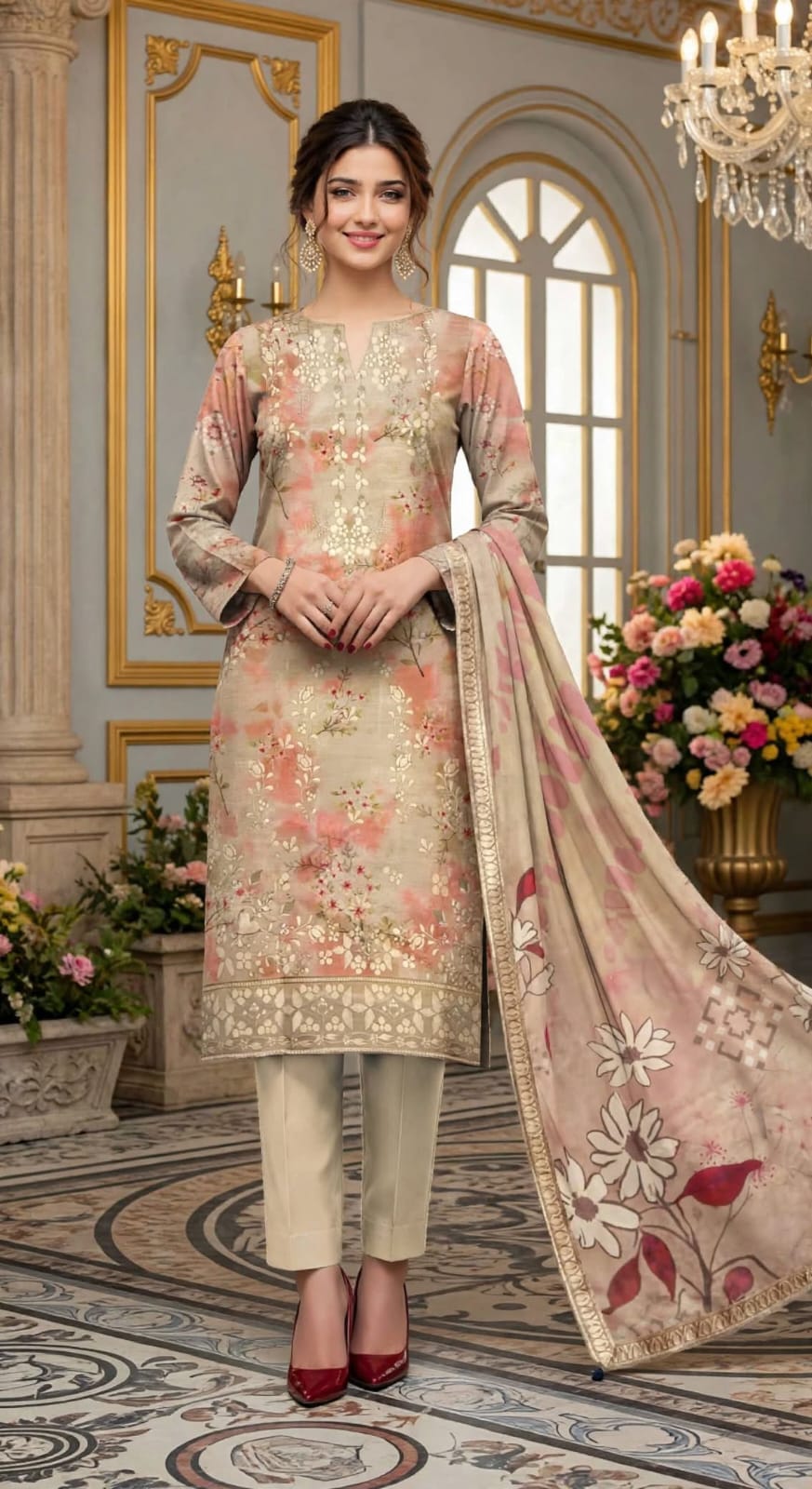 Emroz Slub Lawn Embroidered 3-Piece