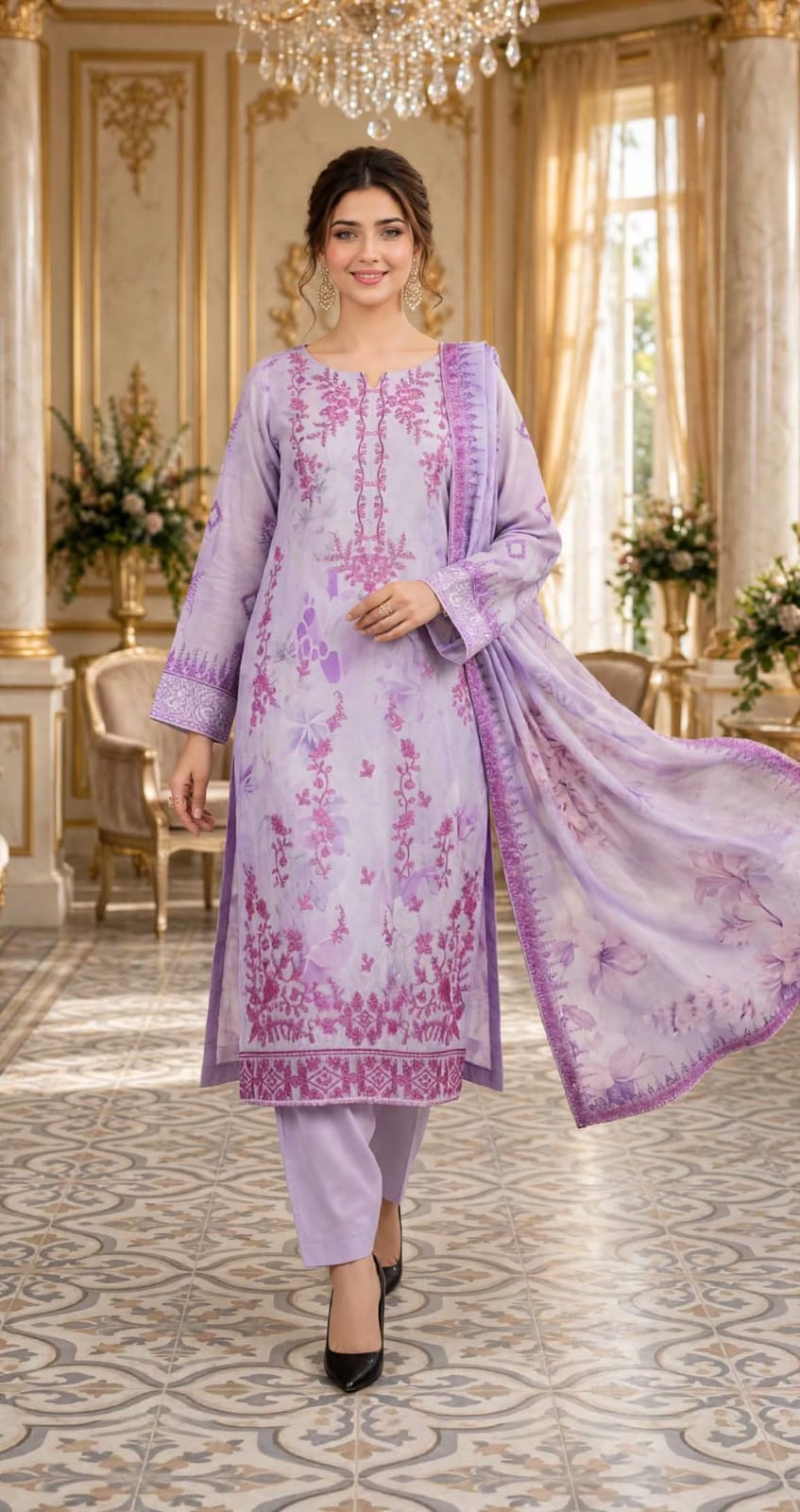 Emroz Slub Lawn Embroidered 3-Piece