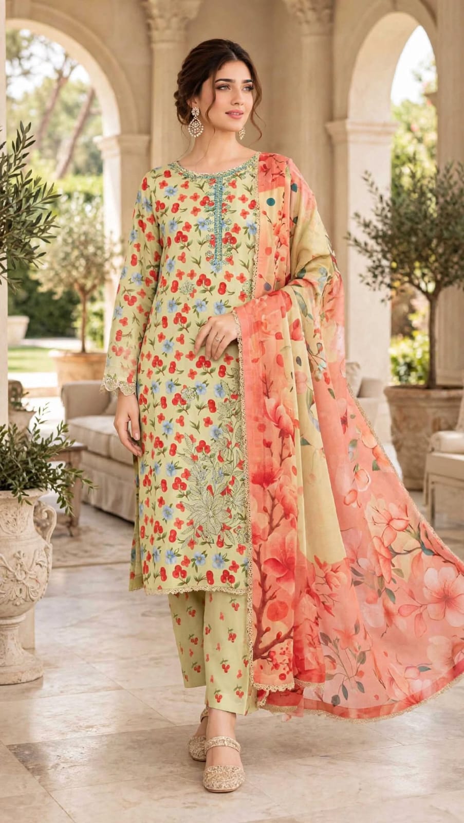 Emroz Linen Embroidered 3-Piece Suit
