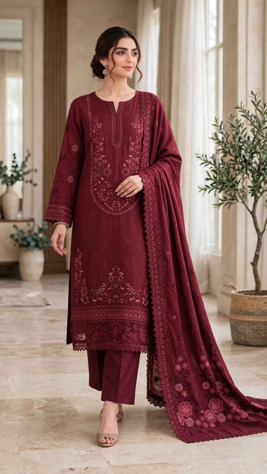Emroz Dhanak Chamki Embroidered 3-Piece