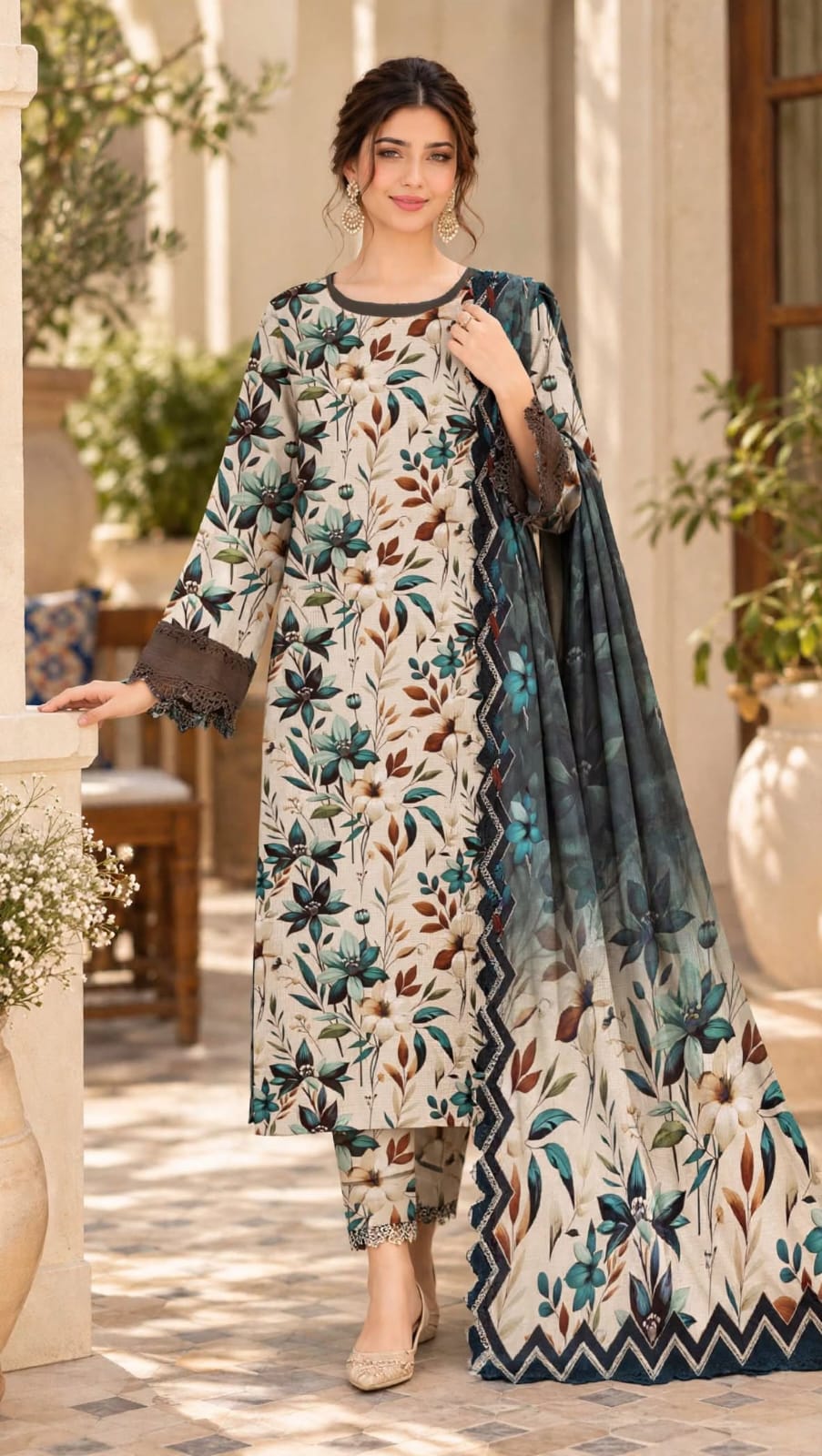 Emroz Digital Linen Embroidered 3-Piece
