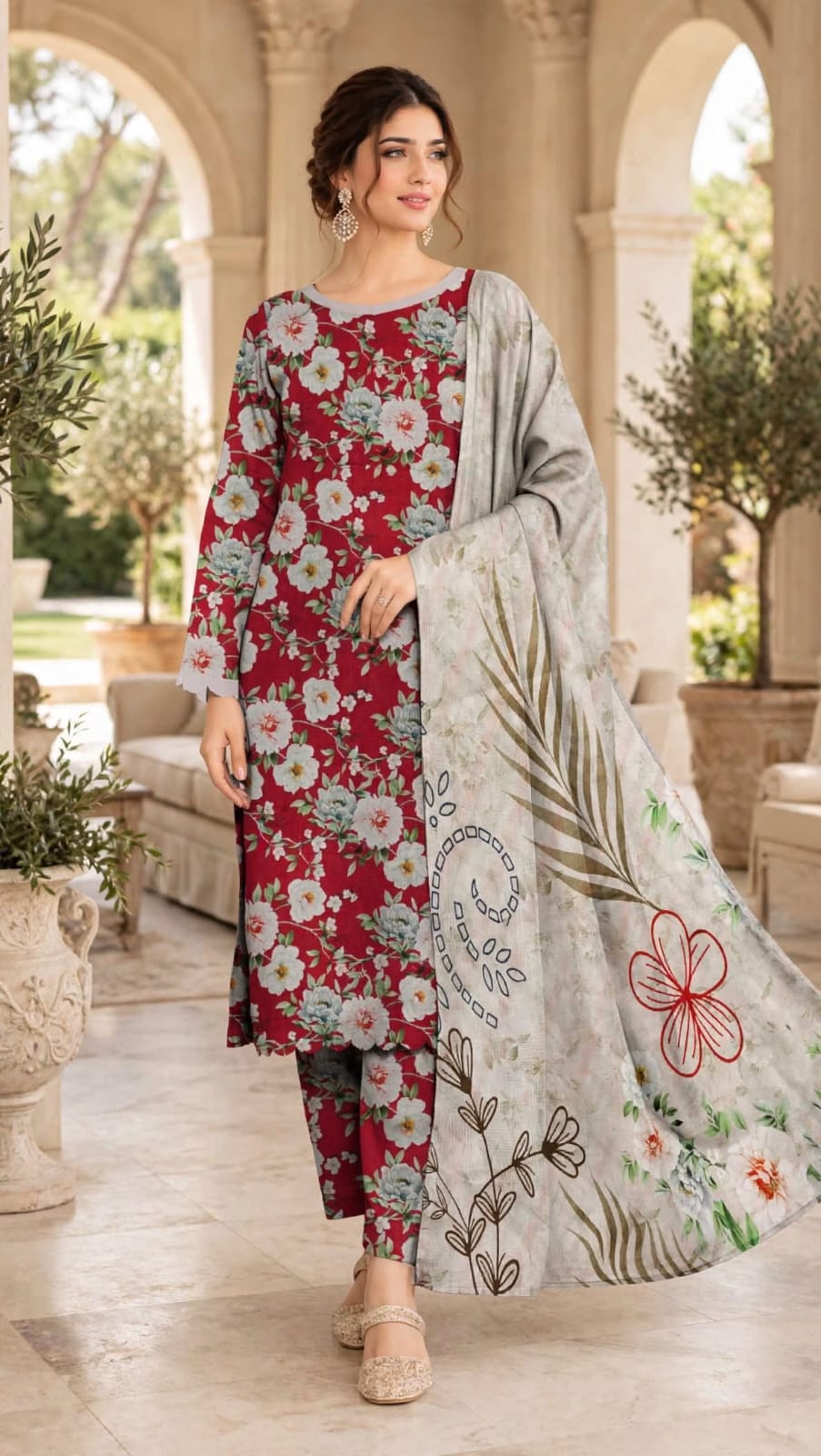 Emroz Digital Linen Embroidered 3-Piece