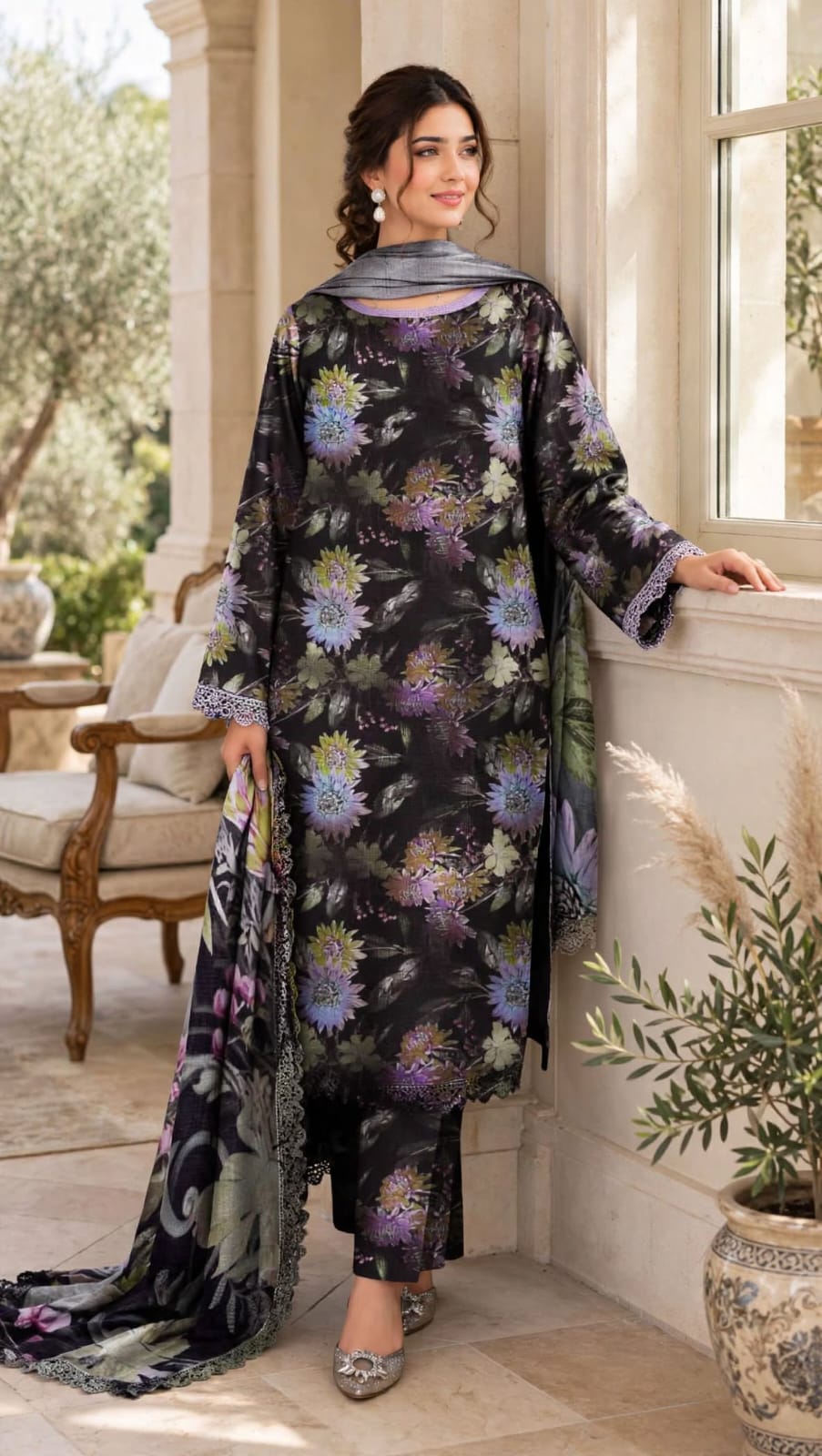 Emroz Digital Linen Embroidered 3-Piece