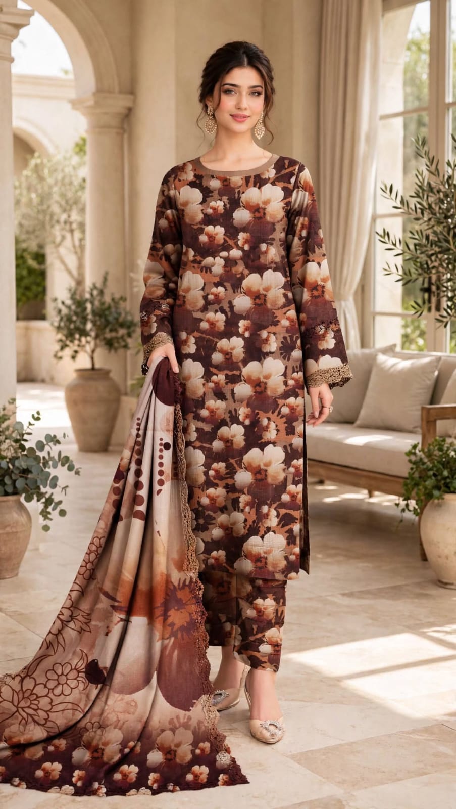 Emroz Digital Linen Embroidered 3-Piece