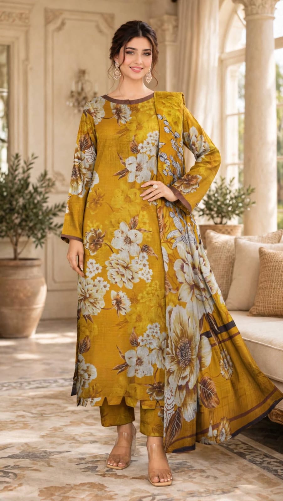 Emroz Digital Linen Embroidered 3-Piece