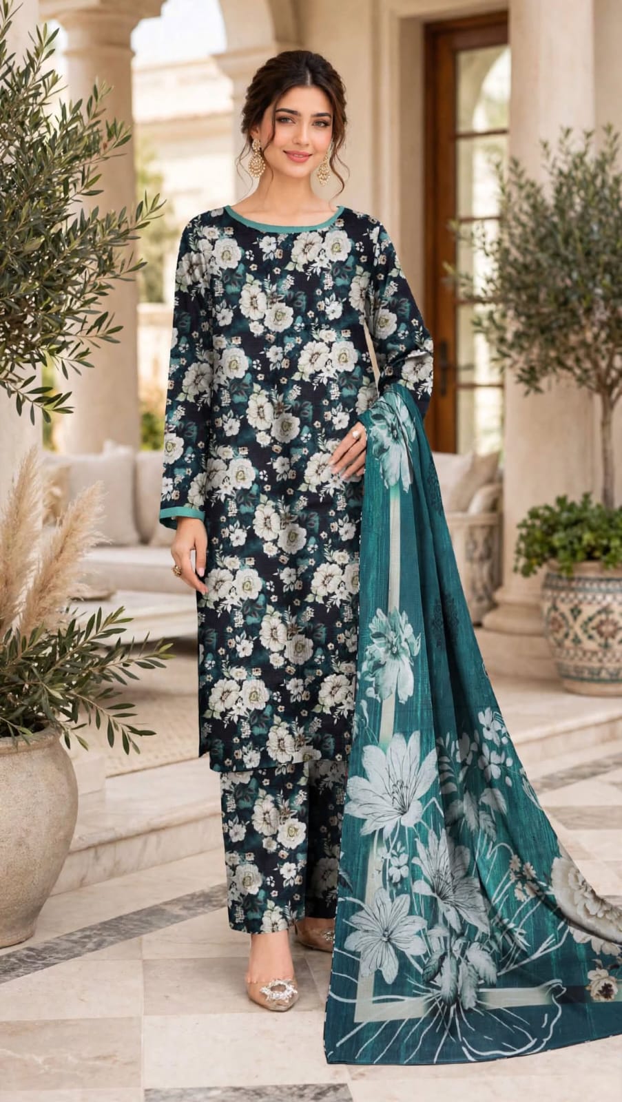 Emroz Digital Linen Embroidered 3-Piece