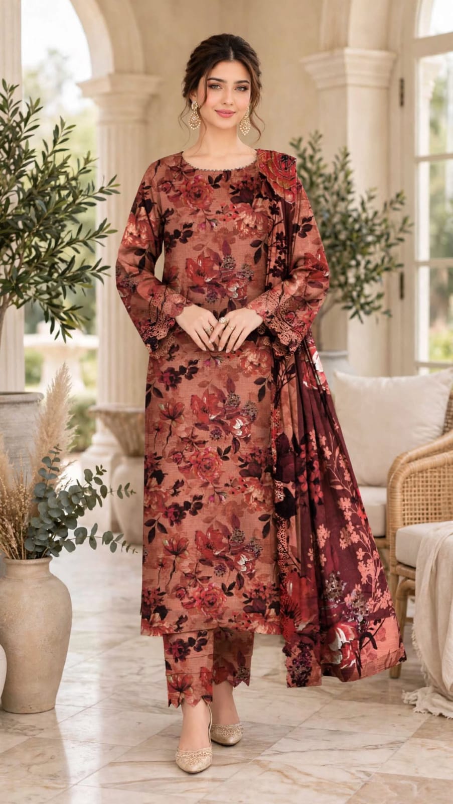 Emroz Digital Linen Embroidered 3-Piece