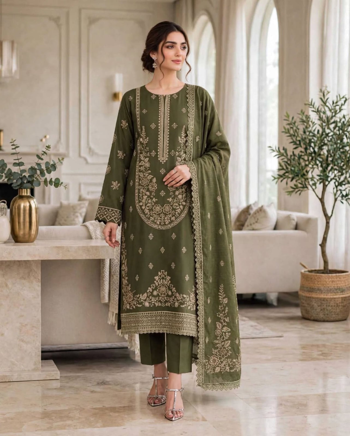 Emroz Dhanak Chamki Embroidered 3-Piece