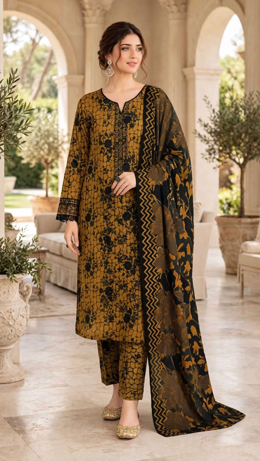 Emroz Linen Embroidered 3-Piece Suit