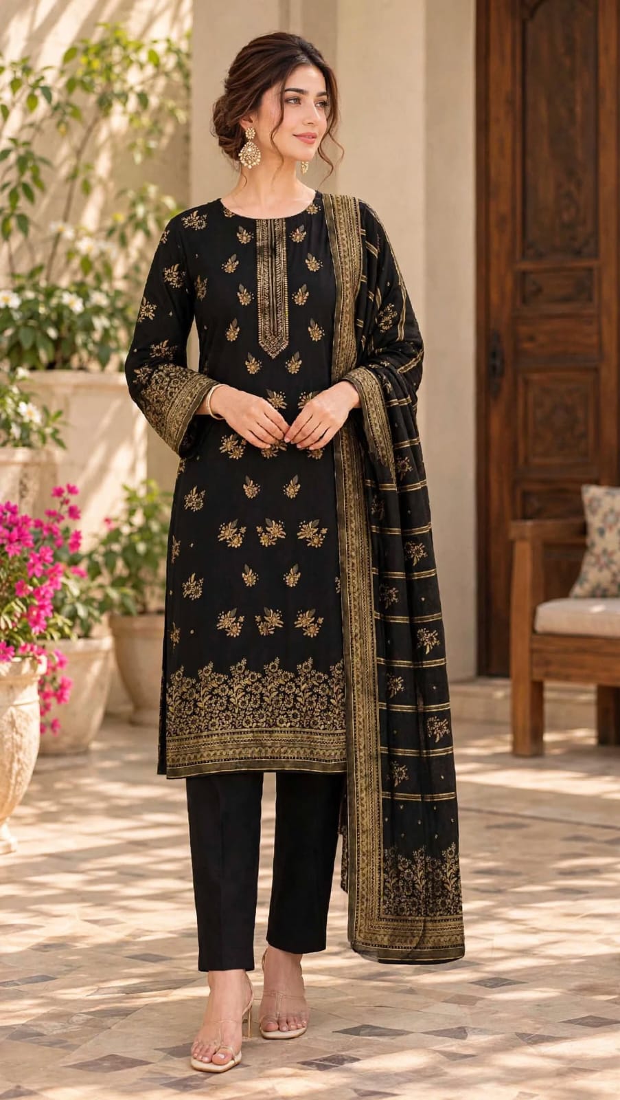 Emroz Dhanak Embroidered 3-Piece Suit