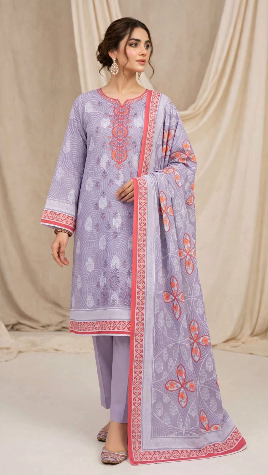 Emroz Dhanak Embroidered 3-Piece Suit
