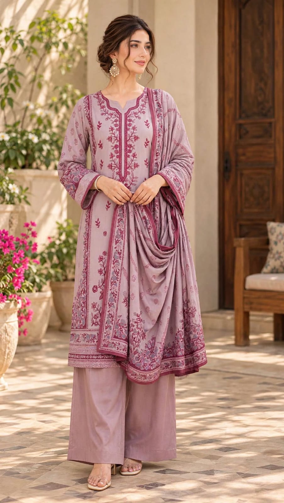 Emroz Dhanak Embroidered 3-Piece Suit