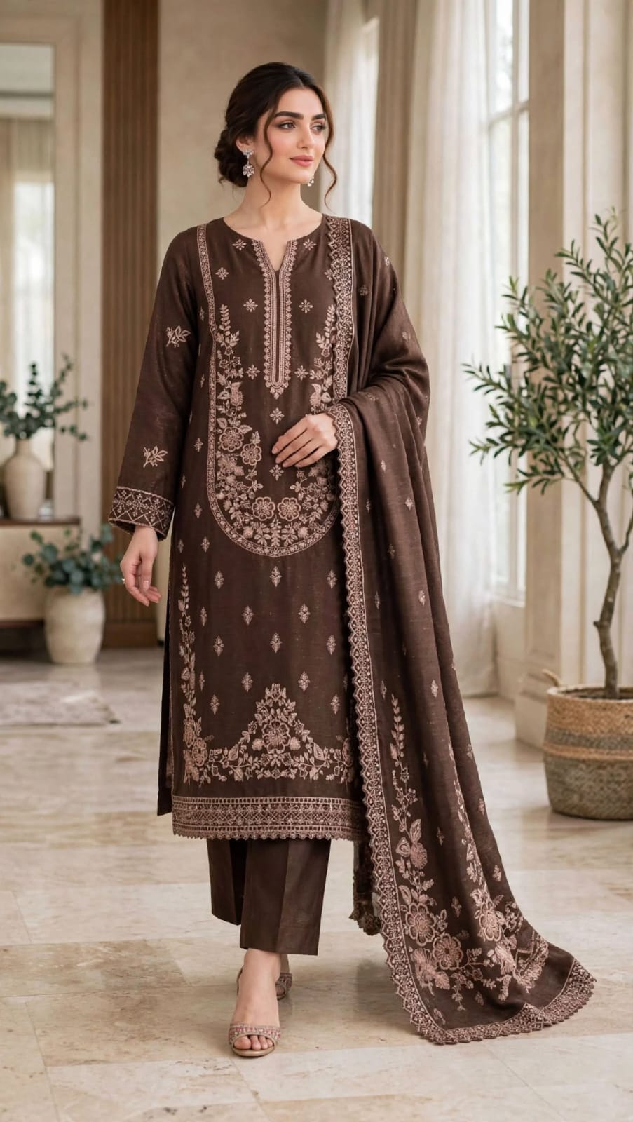 Emroz Dhanak Chamki Embroidered 3-Piece