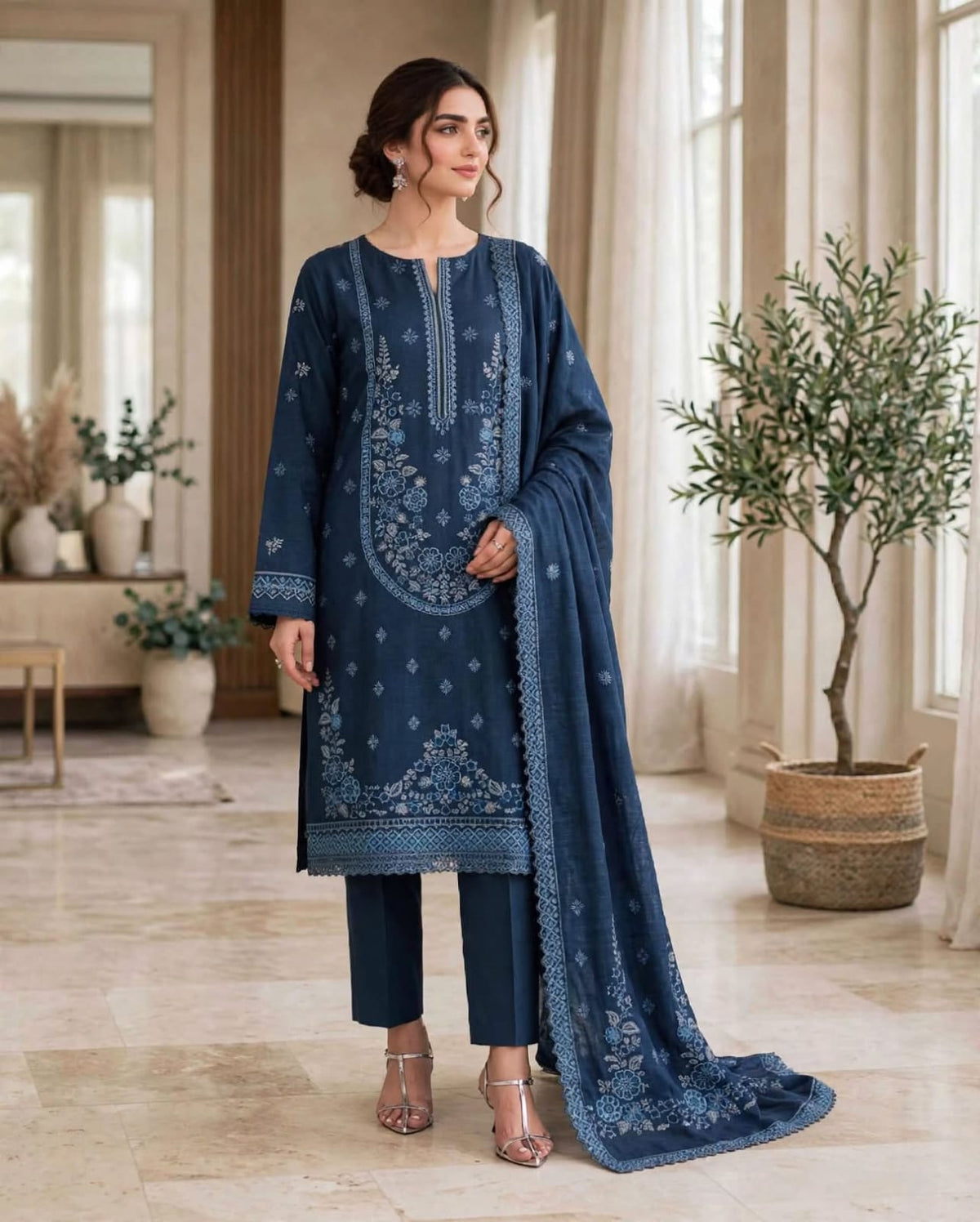 Emroz Dhanak Chamki Embroidered 3-Piece