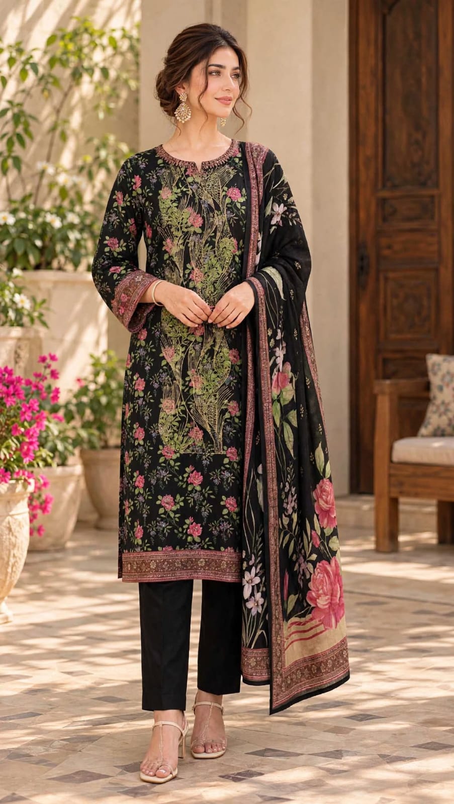 Emroz Dhanak Embroidered 3-Piece Suit