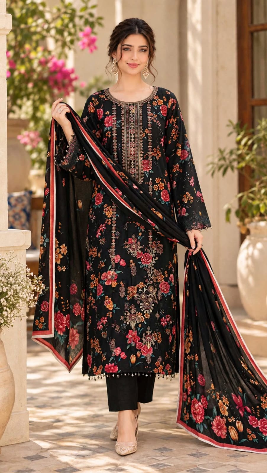 Emroz Linen Printed Embroidered 3-Piece