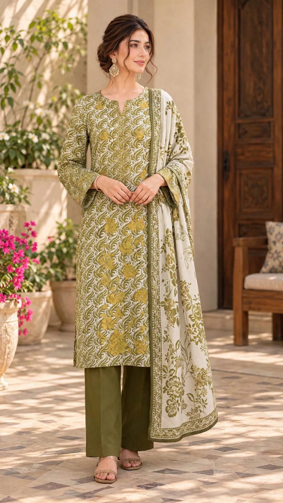 Emroz Dhanak Embroidered 3-Piece Suit