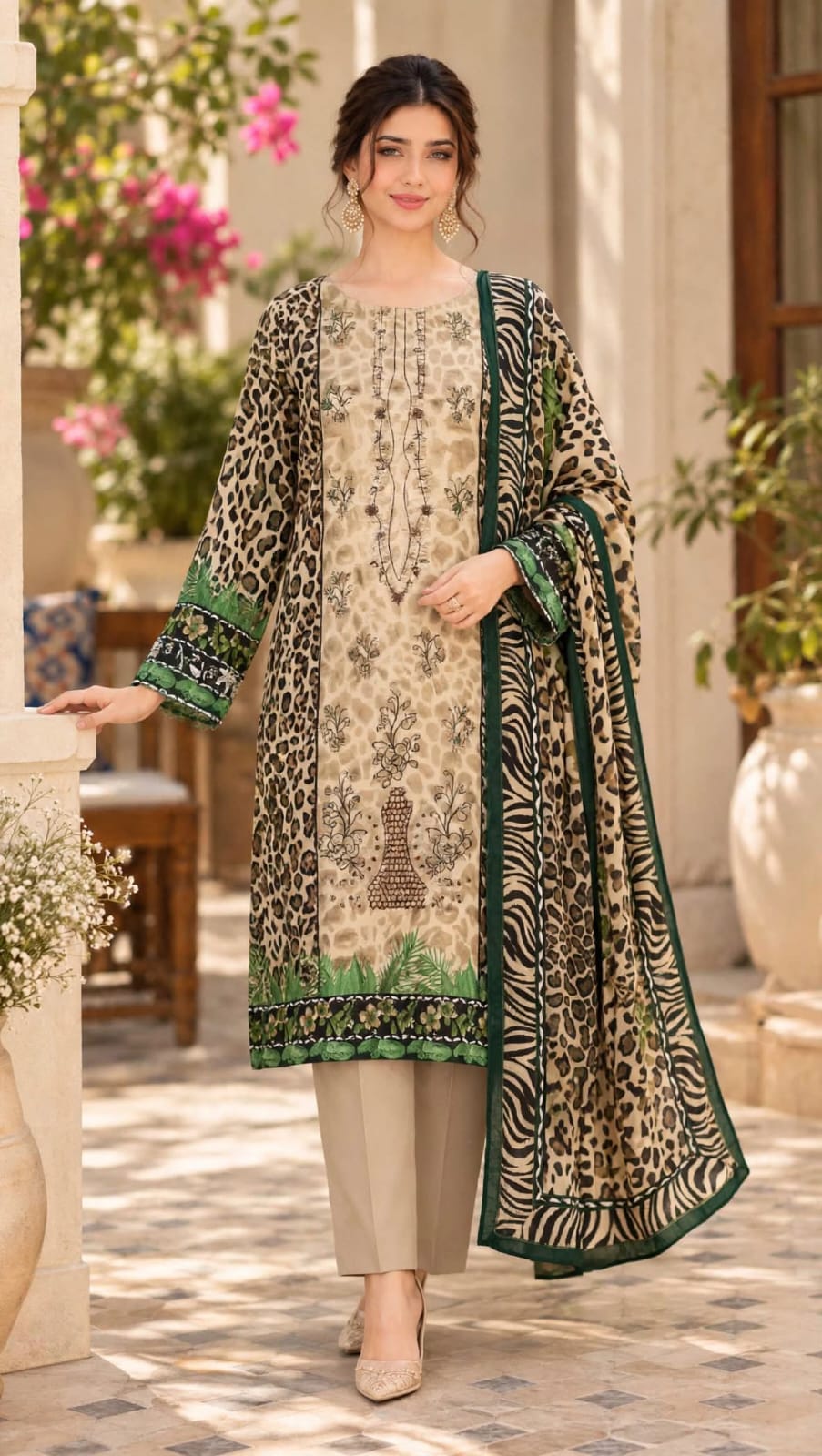 Emroz Linen Printed Embroidered 3-Piece