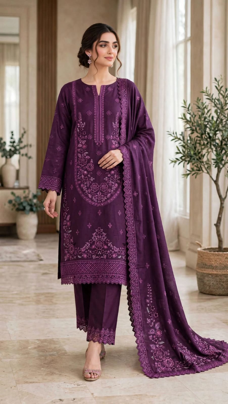 Emroz Dhanak Chamki Embroidered 3-Piece
