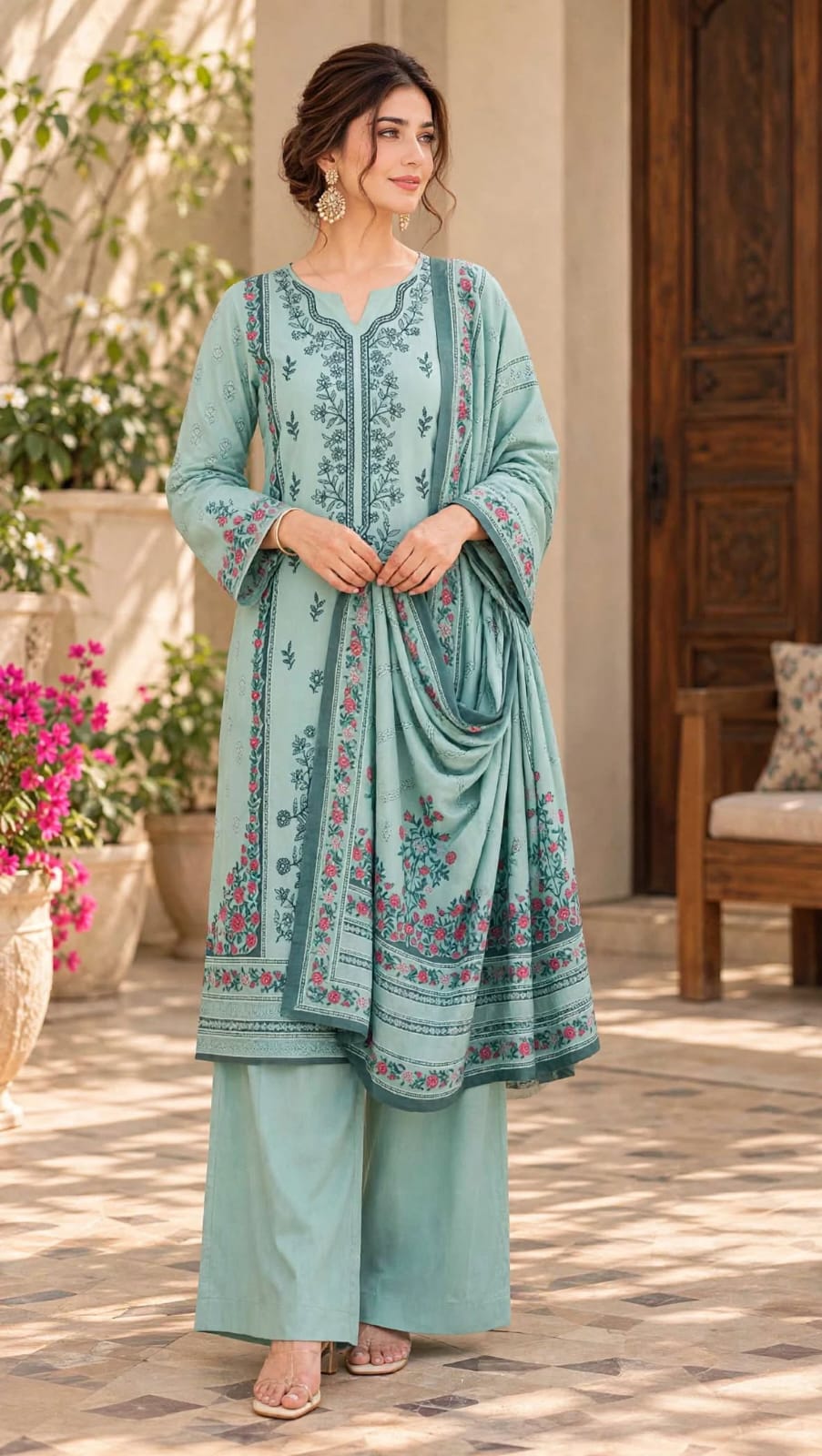 Emroz Dhanak Embroidered 3-Piece Suit