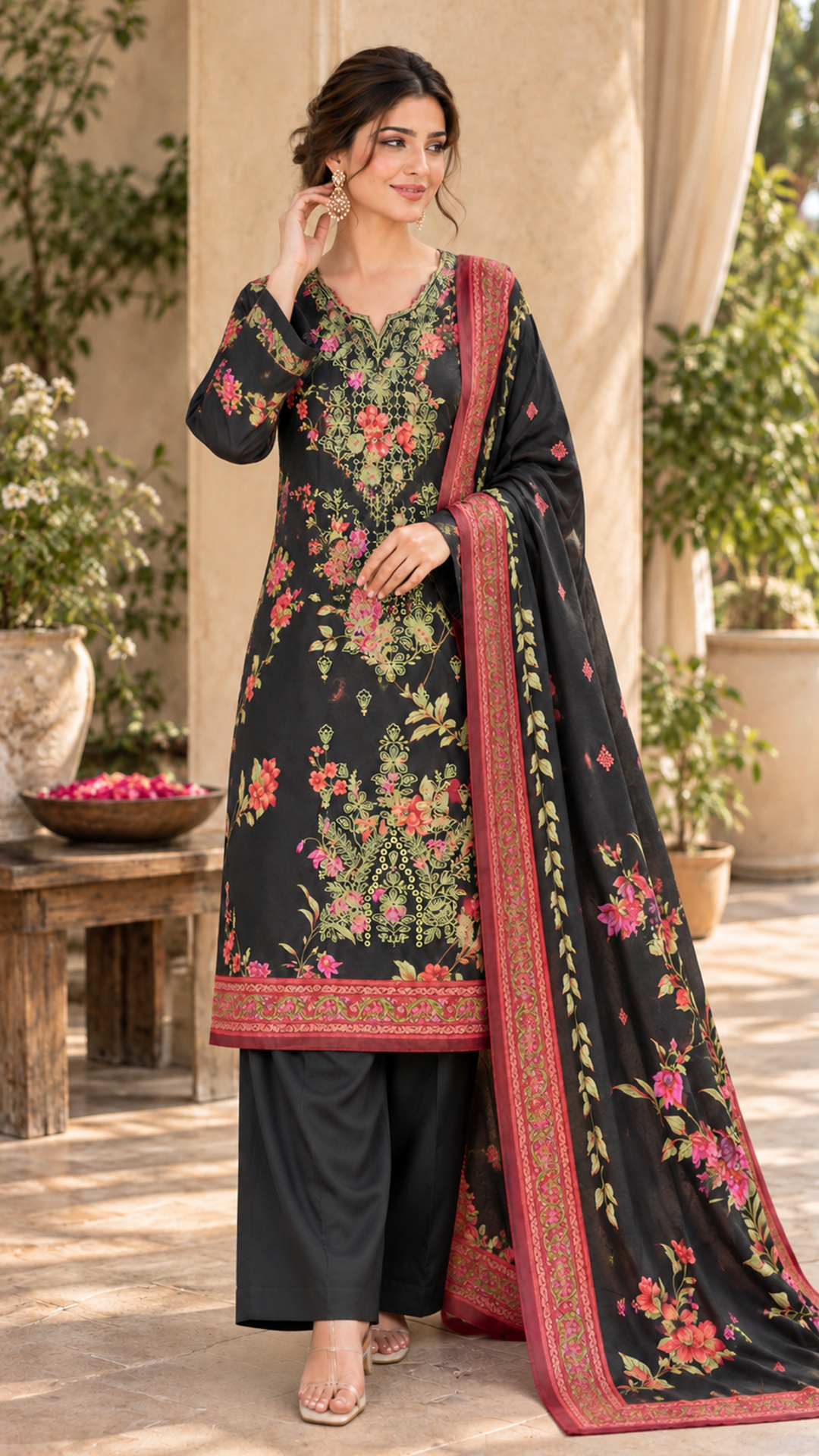Emroz Dhanak Embroidered 3-Piece Suit