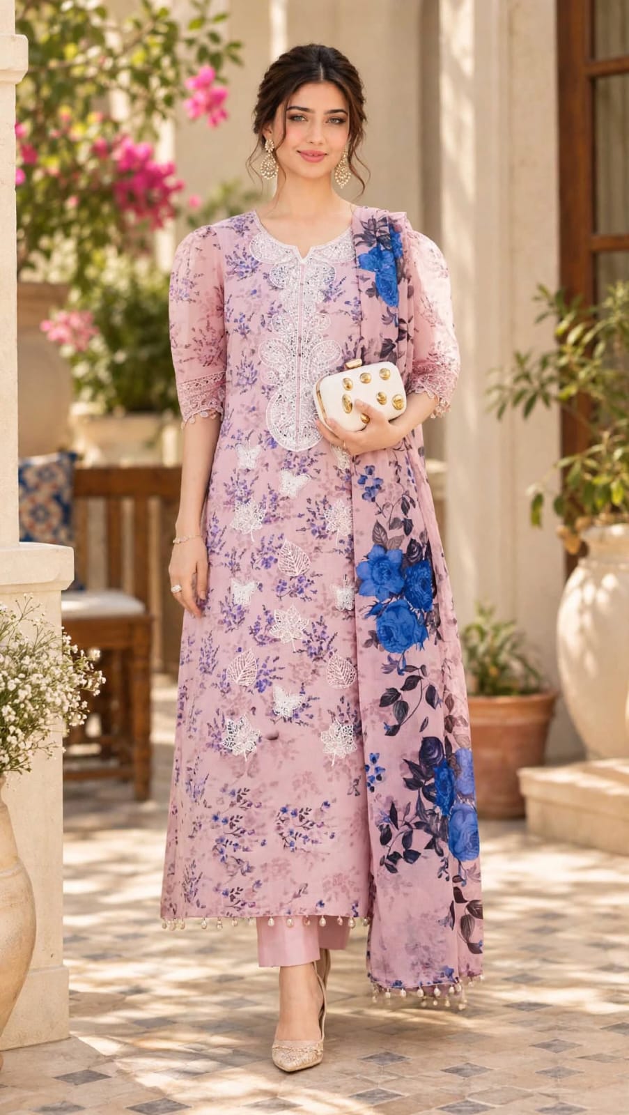 Emroz Linen Print Embroidered 3-Piece