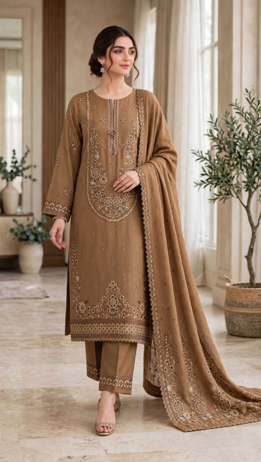 Emroz Dhanak Chamki Embroidered 3-Piece